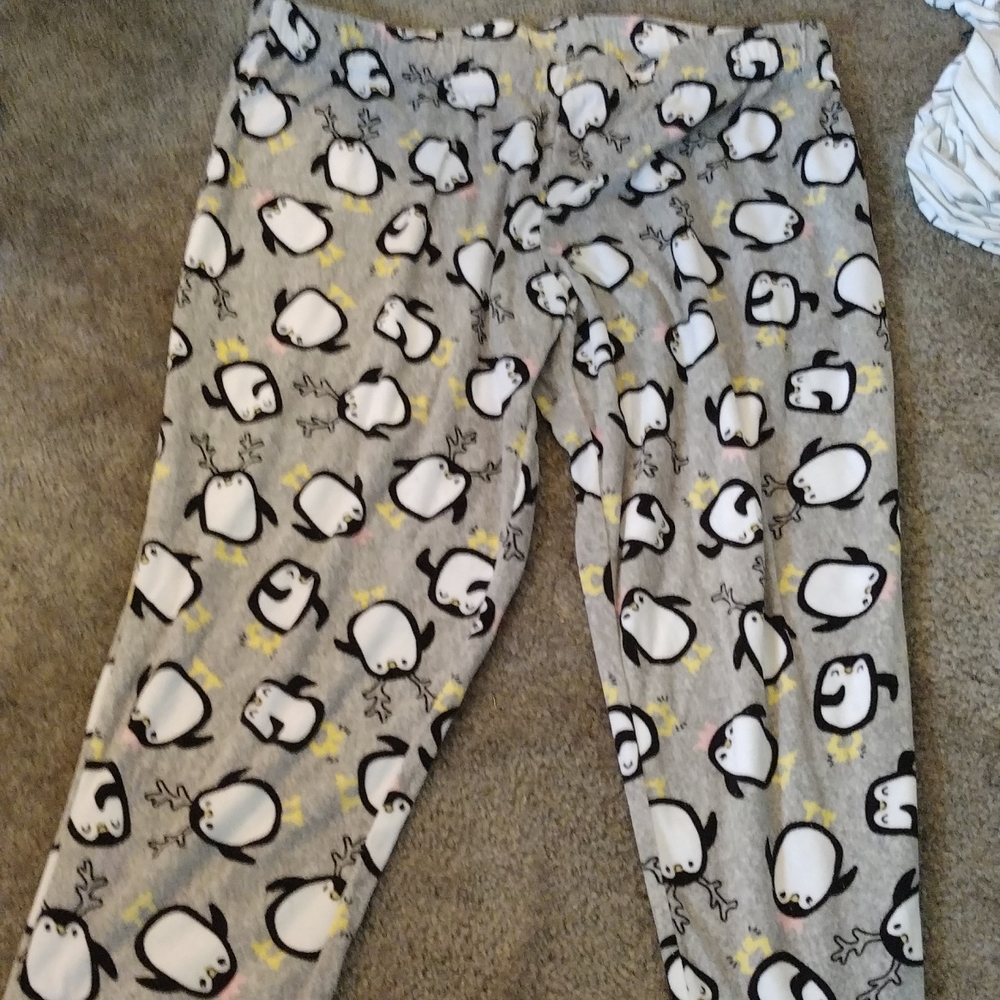 Grey Penguin Sweats with Pink Cuffs